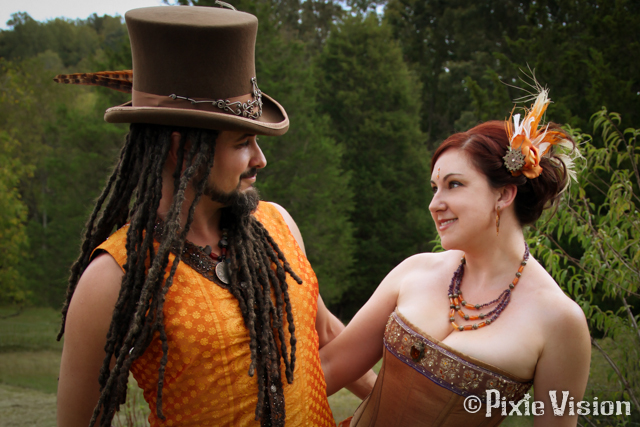 Bronwen & Lou’s homemade steampunk kid-friendly fire dancing wedding
