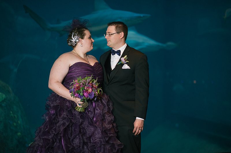 Shondelyn & Tyler’s SCUBA-loving aquarium wedding