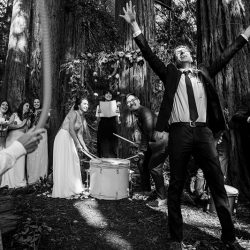 Even wildfires couldn't ruin this redwoods wedding (with the best "cake cutting" EVER!)