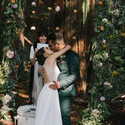 Even wildfires couldn't ruin this redwoods wedding (with the best "cake cutting" EVER!)
