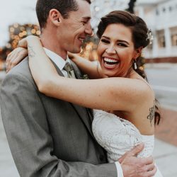 Pine cones, flowery hair, and forest chic combine at this rustic wedding