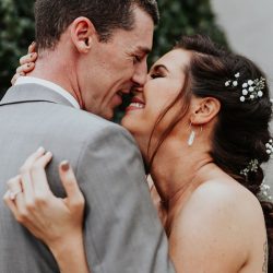 Pine cones, flowery hair, and forest chic combine at this rustic mountain wedding
