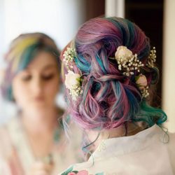 hairstyle - We got a toothache from this sweet pastel rainbow wedding hairstyle