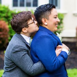 MichelleArlotta CaseyStephanie 12 - These backyard brides triumphed with killer suits at their house on the shore These backyard brides triumphed with killer suits at their house on the shore