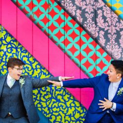 MichelleArlotta CaseyStephanie 28 - These backyard brides triumphed with killer suits at their house on the shore These brides triumphed with killer suits at their house on the shore