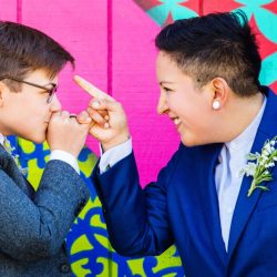 MichelleArlotta CaseyStephanie 29 - These backyard brides triumphed with killer suits at their house on the shore These brides triumphed with killer suits at their house on the shore