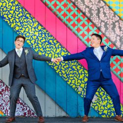 MichelleArlotta CaseyStephanie 30 - These backyard brides triumphed with killer suits at their house on the shore These brides triumphed with killer suits at their house on the shore