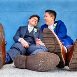 MichelleArlotta CaseyStephanie 33 - These backyard brides triumphed with killer suits at their house on the shore These brides triumphed with killer suits at their house on the shore