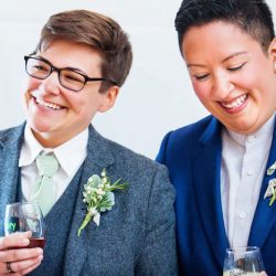 MichelleArlotta CaseyStephanie 39 - These backyard brides triumphed with killer suits at their house on the shore These brides triumphed with killer suits at their house on the shore