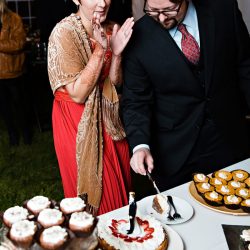 Parker Sells LeslieBarbaroPhotography 20151003reception288107 low - A fall-themed wedding celebration with a stunning red dress Intimate, rustic DIY fall wedding celebration with red-dressed bride