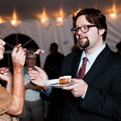 Parker Sells LeslieBarbaroPhotography 20151003reception296109 low - A fall-themed wedding celebration with a stunning red dress Intimate, rustic DIY fall wedding celebration with red-dressed bride
