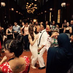A '90s dance party wedding full of positive vibes