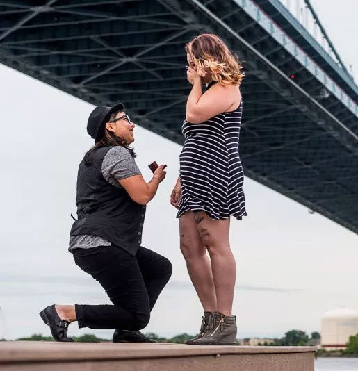 A surprise proposal engagement in Philadelphia