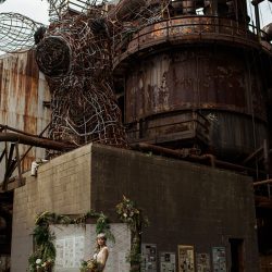 Hamilton Hamilton KyleFordWeddings HamiltonWeddingPittsburgh0468 low - An inked, glam, and woodland-meets-industrial wedding at the Carrie Furnaces in Pittsburgh An inked, glam, and industrial woodland wedding at the Carrie Furnaces in Pittsburgh