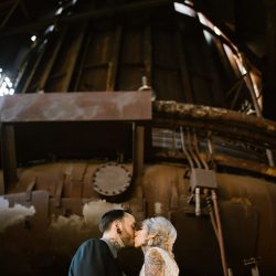 Hamilton Hamilton KyleFordWeddings HamiltonWeddingPittsburgh0691 low - An inked, glam, and woodland-meets-industrial wedding at the Carrie Furnaces in Pittsburgh An inked, glam, and industrial woodland wedding at the Carrie Furnaces in Pittsburgh