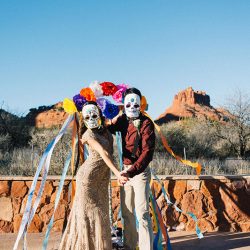 A Dia de los Muertos-themed wedding in the Arizona mountains