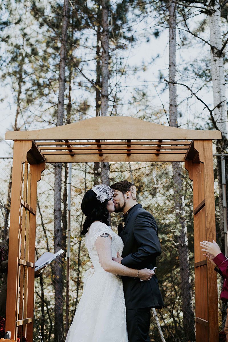 An elegantly goth Friday the 13th wedding with hints of Tim Burton