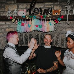 peterjennahighres 409 - Pink hair + rainbows abound at this vividly geeky wedding Pink hair + rainbows abound at this vividly geeky wedding