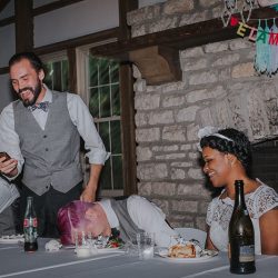 peterjennahighres 491 - Pink hair + rainbows abound at this vividly geeky wedding Pink hair + rainbows abound at this vividly geeky wedding
