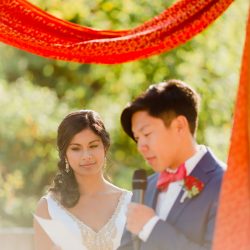 Kamath Chen CourtneyBowldenPhotography neenaalbert434 low - Three cultures combine at this radiant sculpture park wedding in Seattle Three cultures combine at this radiant wedding
