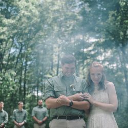 Poconos nature-filled camp wedding
