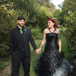 A goth meets nerd meets glam wedding with on-site ring tattoos