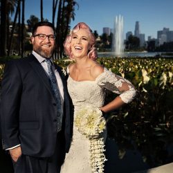A wedding with retro glam style and sweet personal touches