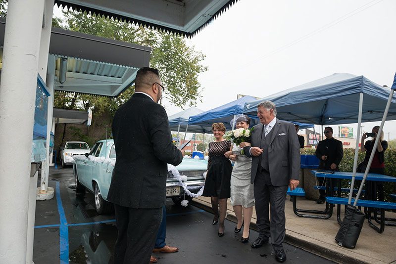 A retro drive-in meets cocktail party prom