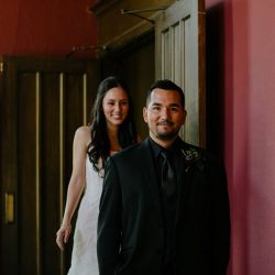 A darkly chic wedding with karaoke and Mexican meets Korean food