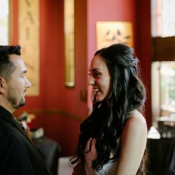 A darkly chic wedding with karaoke and Mexican meets Korean food