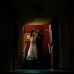 A darkly chic wedding with karaoke and Mexican meets Korean food