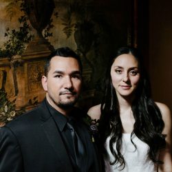 A darkly chic wedding with karaoke and Mexican meets Korean food