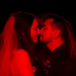 A darkly chic wedding with karaoke and Mexican meets Korean food