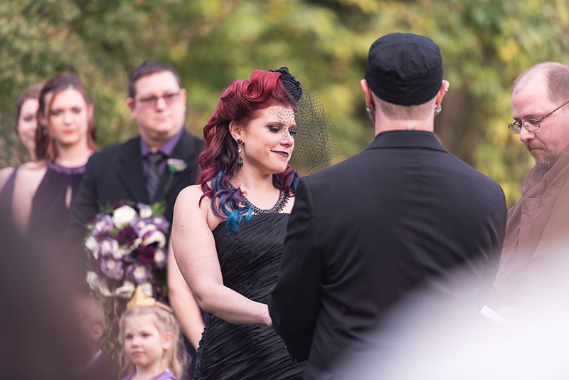 A goth meets nerd meets glam wedding with on-site ring tattoos