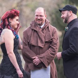 A goth meets nerd meets glam wedding with on-site ring tattoos