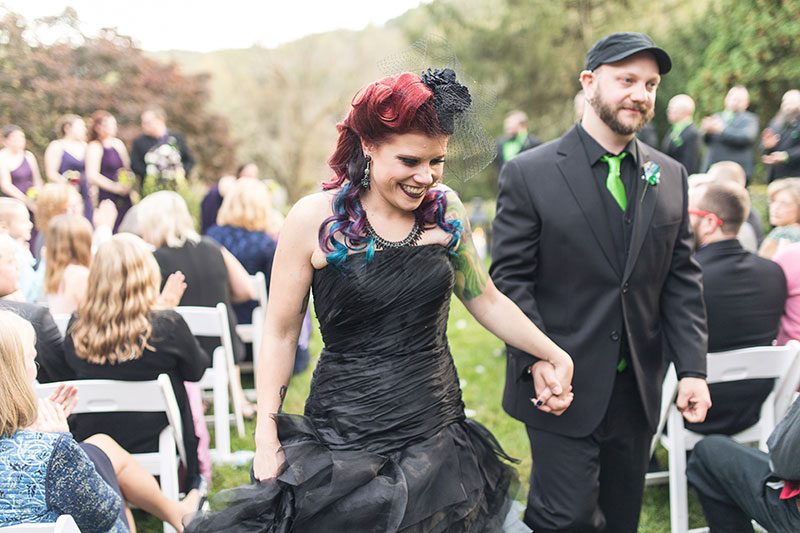 A goth meets nerd meets glam wedding with on-site ring tattoos