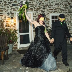 A goth meets nerd meets glam wedding with on-site ring tattoos
