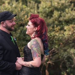 A goth meets nerd meets glam wedding with on-site ring tattoos