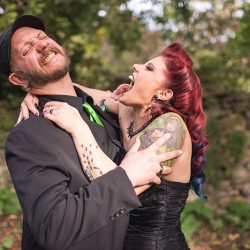 A goth meets nerd meets glam wedding with on-site ring tattoos