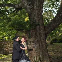 A goth meets nerd meets glam wedding with on-site ring tattoos