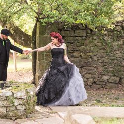 A goth meets nerd meets glam wedding with on-site ring tattoos