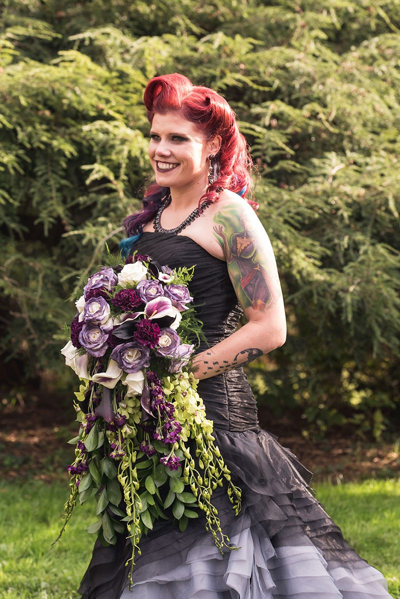 A goth meets nerd meets glam wedding with on-site ring tattoos