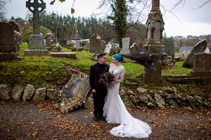 A goth castle wedding in Ireland with a stroll through the cemetery