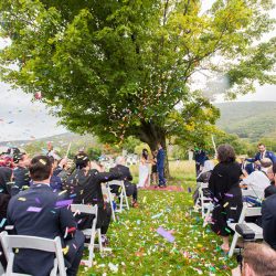 Flack Morgenroth SarahTewPhotography 0646RachelRobertCeremSarahTewPhotography low - Wristbands, fireworks, lasers, & glow sticks at this musical fest inspired wedding Wristbands, fireworks, lasers, & glow sticks at this musical fest inspired wedding