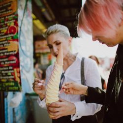 Fall in love with these women at their Santiago engagement shoot at La Vega Central Market