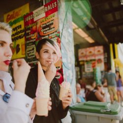 Fall in love with these women at their Santiago engagement shoot at La Vega Central Market