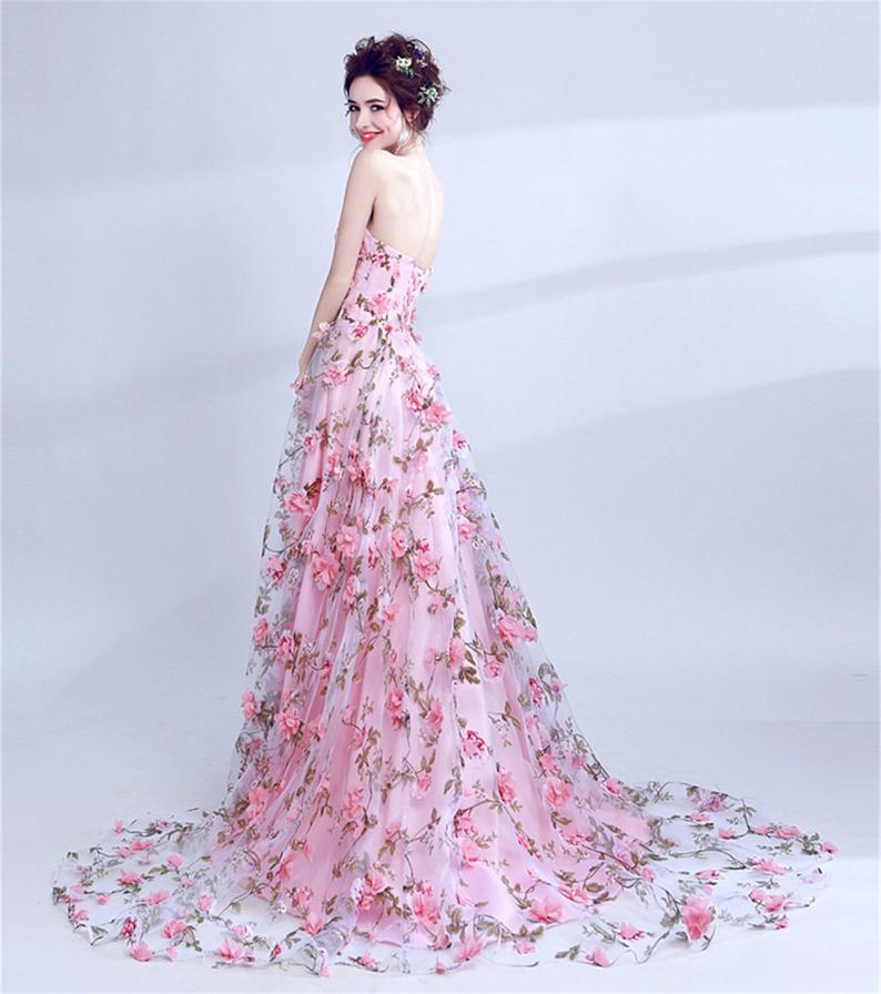 Floral Wedding Dresses: 39 Magical Looks + Faqs | Colored wedding dresses, Floral  wedding dress, Embroidered wedding dress