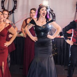 AKwedWEB 1028 - A stunning black dress, tattoos, and skulls everywhere at this chic and dark wedding A stunning black dress, tattoos, and skulls everywhere at this goth wedding