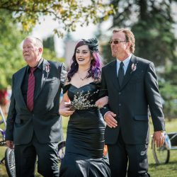 AKwedWEB 445 - A stunning black dress, tattoos, and skulls everywhere at this chic and dark wedding A stunning black dress, tattoos, and skulls everywhere at this goth wedding