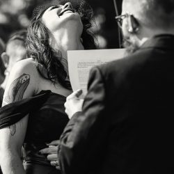 AKwedWEB 504 - A stunning black dress, tattoos, and skulls everywhere at this chic and dark wedding A stunning black dress, tattoos, and skulls everywhere at this goth wedding